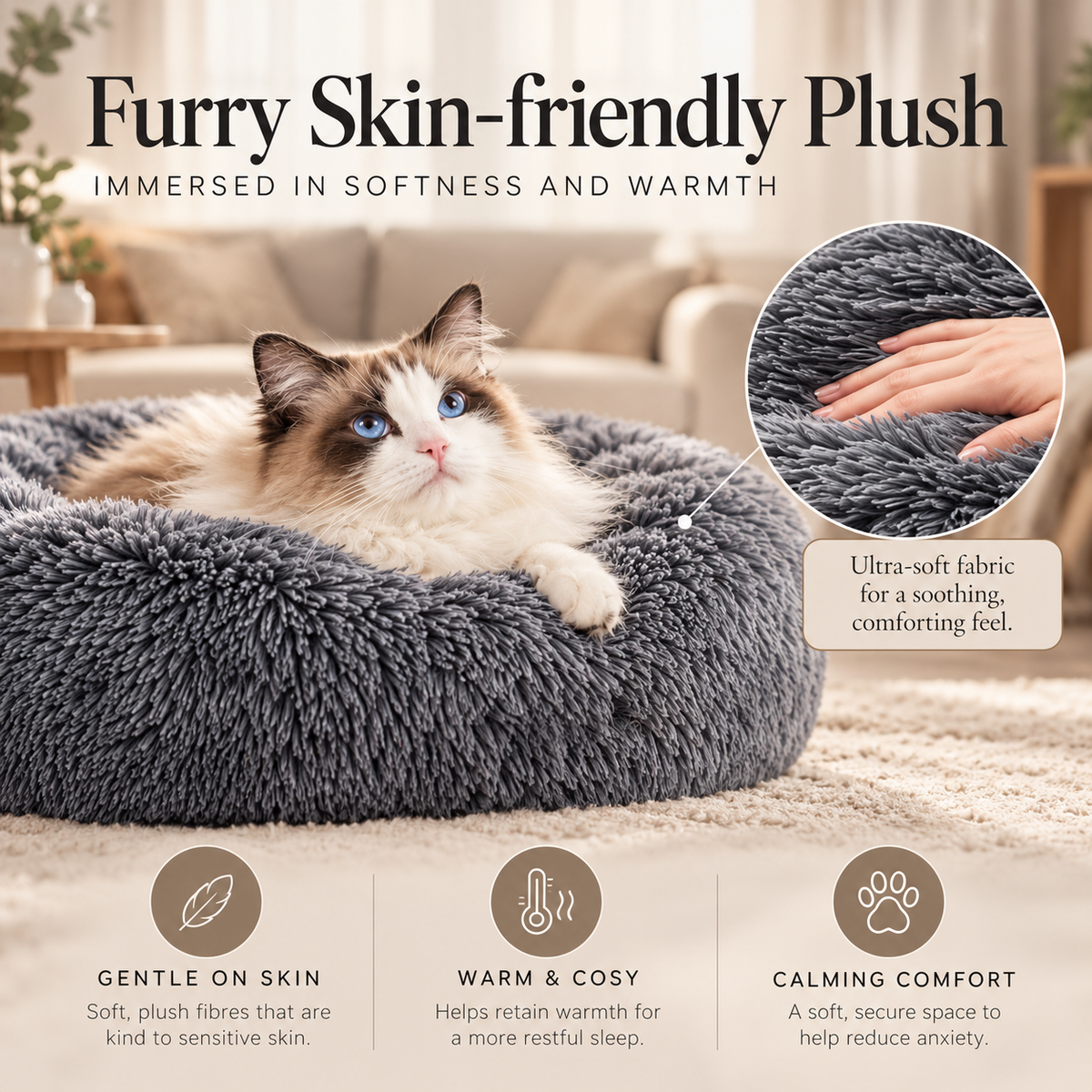 Elara Haus Calming Comfort Dog Bed